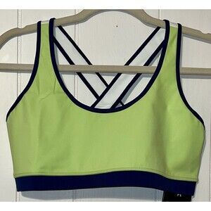 Fourlaps -4 Laps Women's Infinity Sports Bra Green, Midnight White Workout Large